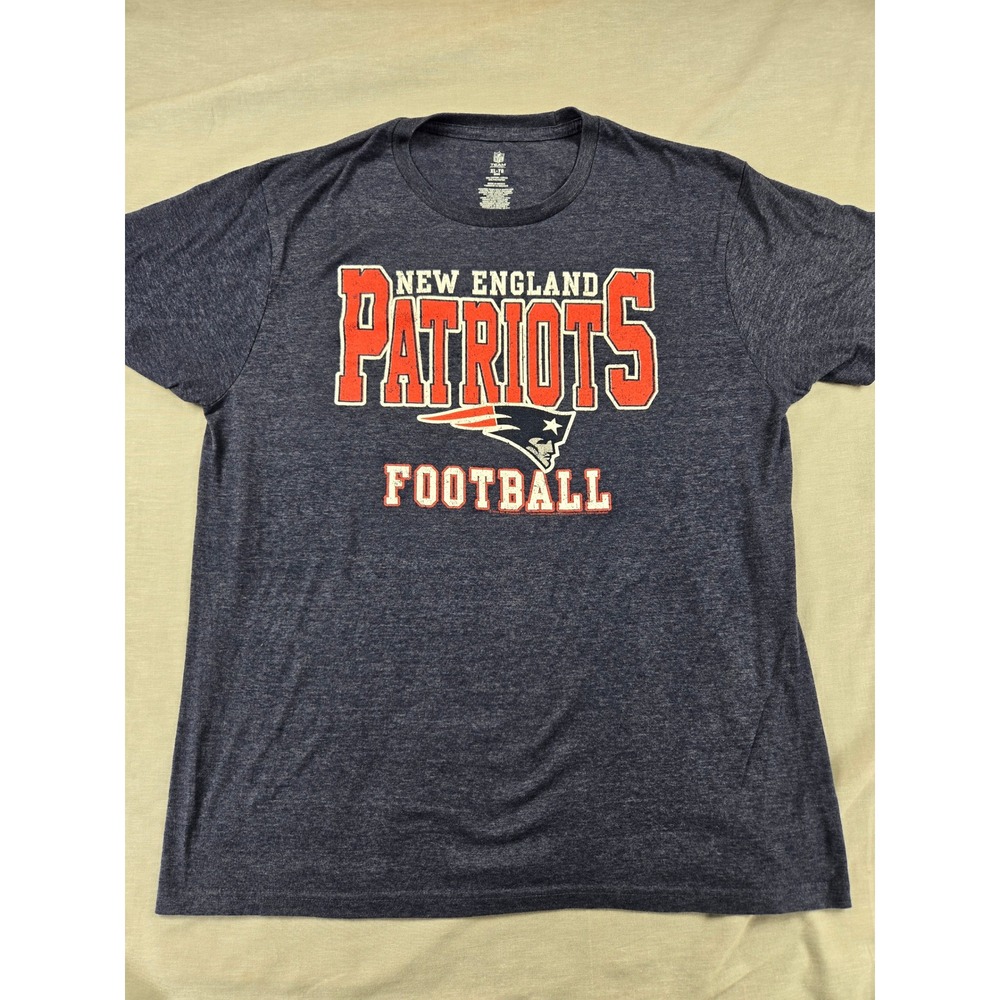 NFL Team Apparel New England Patriots Mens‎ XL T-Shirt Navy Blue Heather 2395